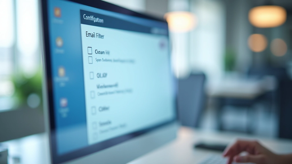 Ecrã mostrando interface de criação de regras de email com critérios e ações