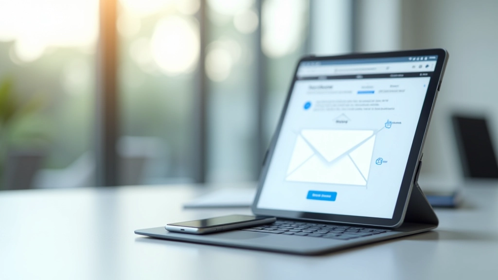 Telemóvel e tablet lado a lado, ambos mostrando emails sincronizados na mesma aplicação